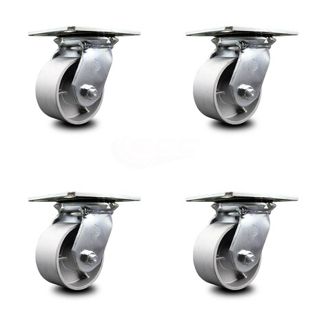 Service Caster 4 Inch Heavy Duty Semi Steel Caster Set with Roller Bearings SCC, 4PK SCC-35S420-SSR-4